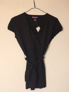 Say What Black Knit Cap Sleeve Top